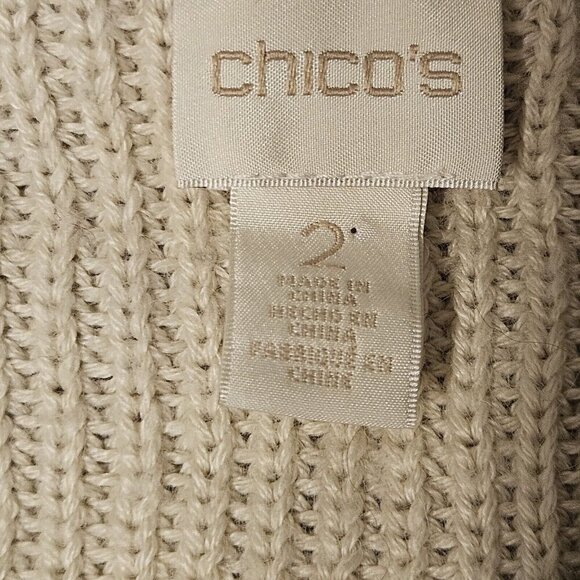 Chicos Size 2 Us Large Womens Sweater Vest Snap Front Cream Color Wool Blend - Picture 6 of 8